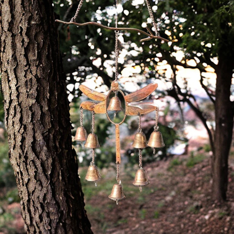 Handgefertigtes Windspiel Libelle mit Glöckchen