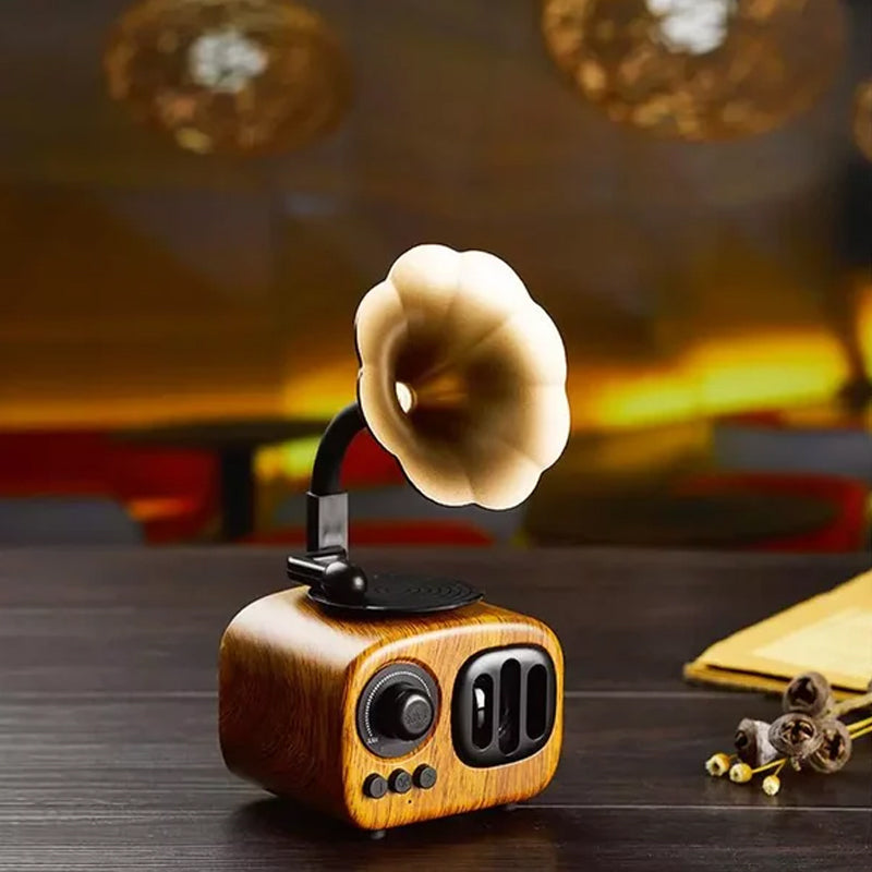 Retro Holz-Phonograph Bluetooth-Lautsprecher