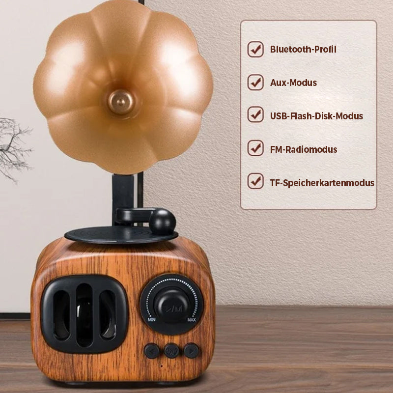 Retro Holz-Phonograph Bluetooth-Lautsprecher