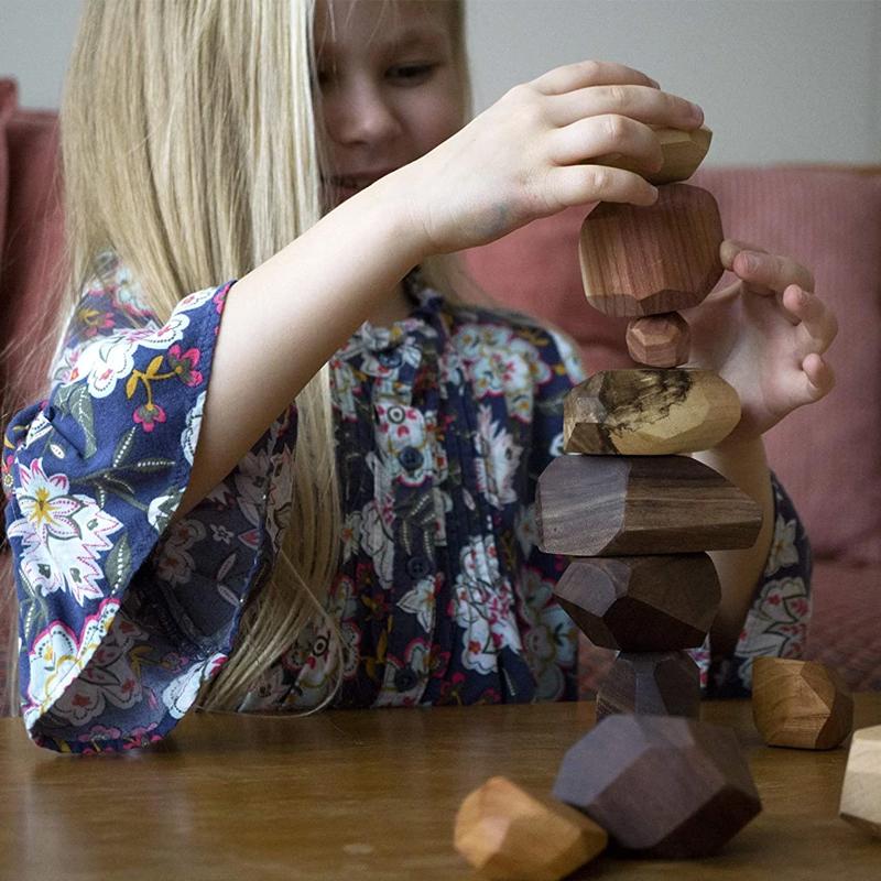 Holz Rock Set Balancierblöcke Naturholz Spielzeug